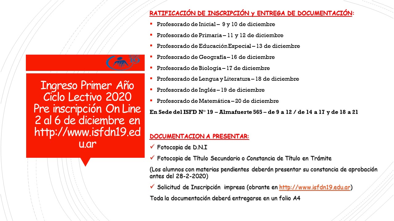 Pre Inscripción Ciclo Lectivo 2020 – Instituto Superior De Formación ...